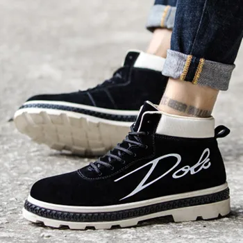 

New Men Martin Boots Ankle High Top Lace-up Casual Shoes Tooling Boots with Platform Wear Resistant Anti-skid Design Мужские бот