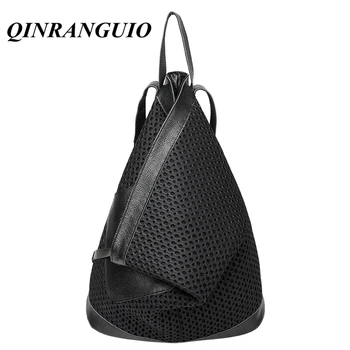 

QINRANGUIO Women Backpack Large Capacity Genuine Leather Backpack Women 2020 Fashion Black Backpack School Bags for Teenage Girl