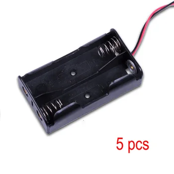

5pcs Storage AA Size Accessories Portable Tools Practical Plastic Power Bank Wire Leads 2 Slot Battery Box