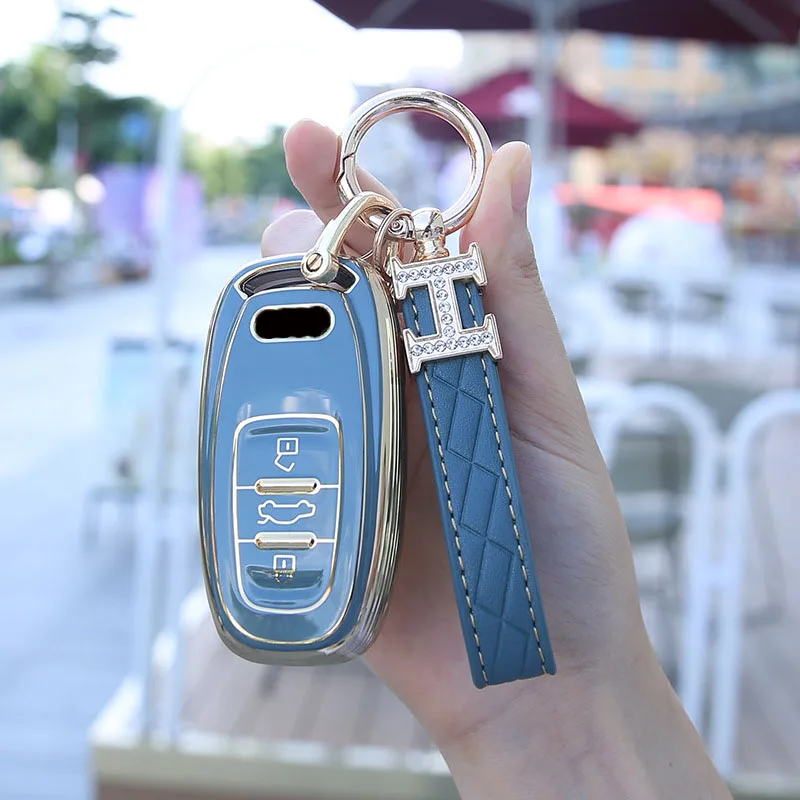 Cover chiate/telecomando per Audi A1 A3 A6l A4L A8l A5 Q5 Q7 portachiavi accessori Auto intelligenti a distanza - H501ea619e6da4b37a9cf6192f8db6b4dN