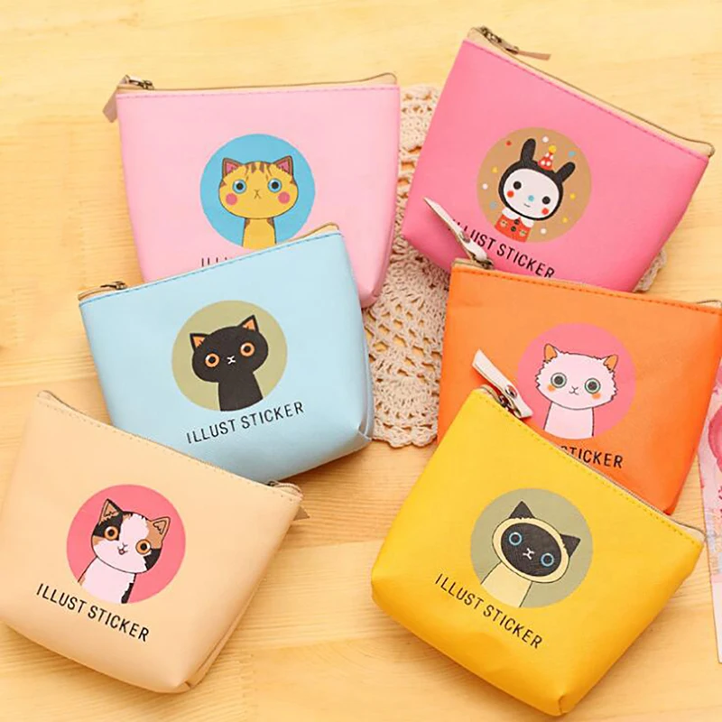1PC Kawaii Animal Cat Women Mini Change Wallets Money Bag Children Zipper Pouch Gift Girl Kids Coin Purses Holder | Багаж и сумки