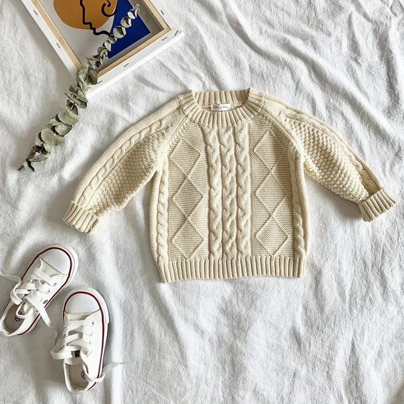 

Cutemily New Style Children Linen Flower Color Sweater Cotton Yarn Sweater