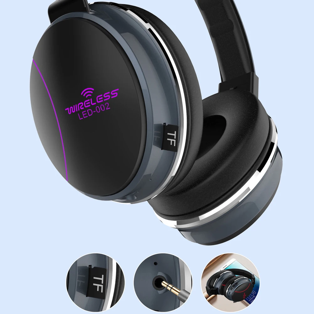 Светящаяся Bluetooth 5,0 гарнитура светодиодный светильник для дыхания Спортивная музыкальная Складная карточная гарнитура игровая гарнитура 7,1 канальная игровая гарнитура