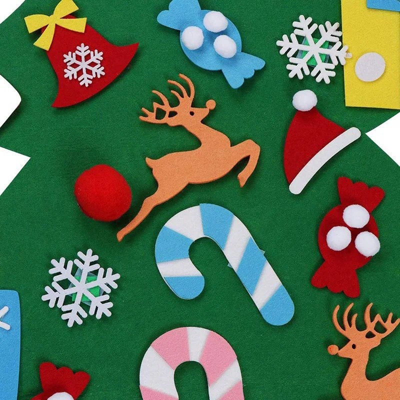 Creative DIY Felt Christmas Tree New Year Gifts Kids Toys Artificial Tree Wall Hanging Ornaments Christmas Decoration for Home