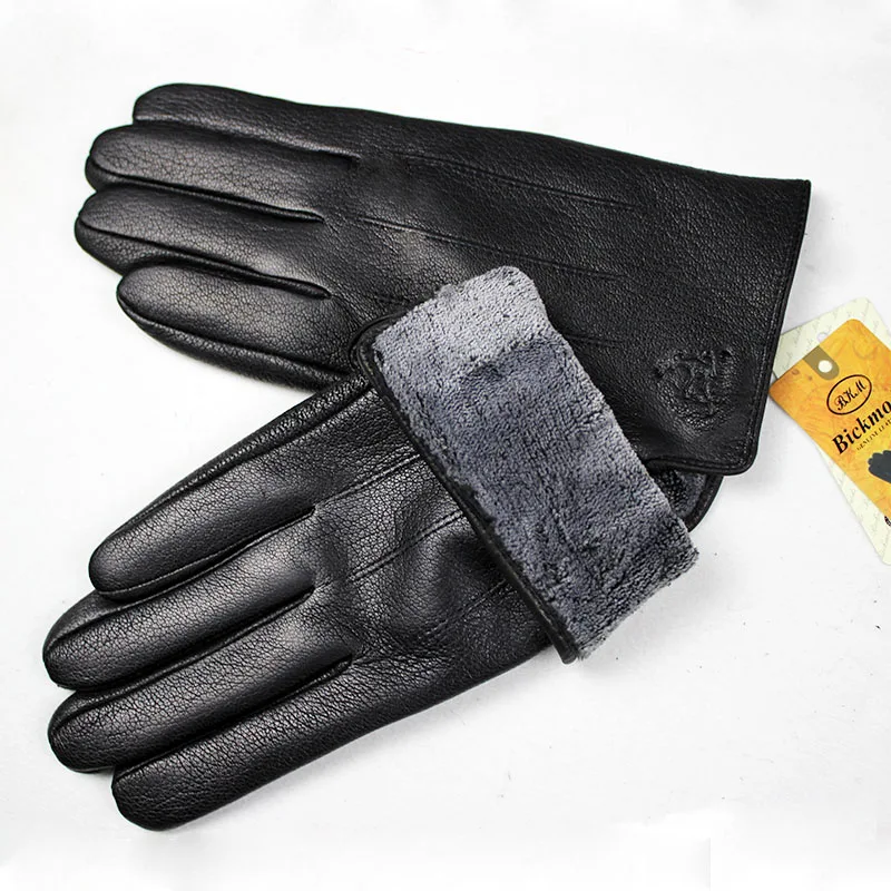 Guantes кожаные перчатки мужские оленьей кожи Модные в полоску стиль шерстяная подкладка весна и осень теплые цены концессии
