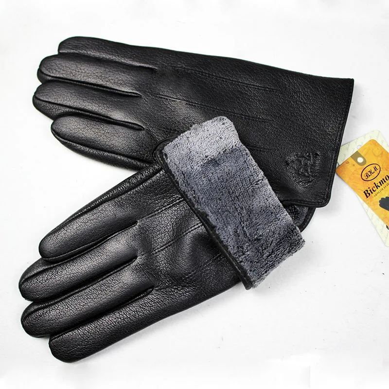 Guantes Leather Gloves Male Deerskin Fashion Stripes Style Wool Lining Spring And Autumn Warm leather gloves