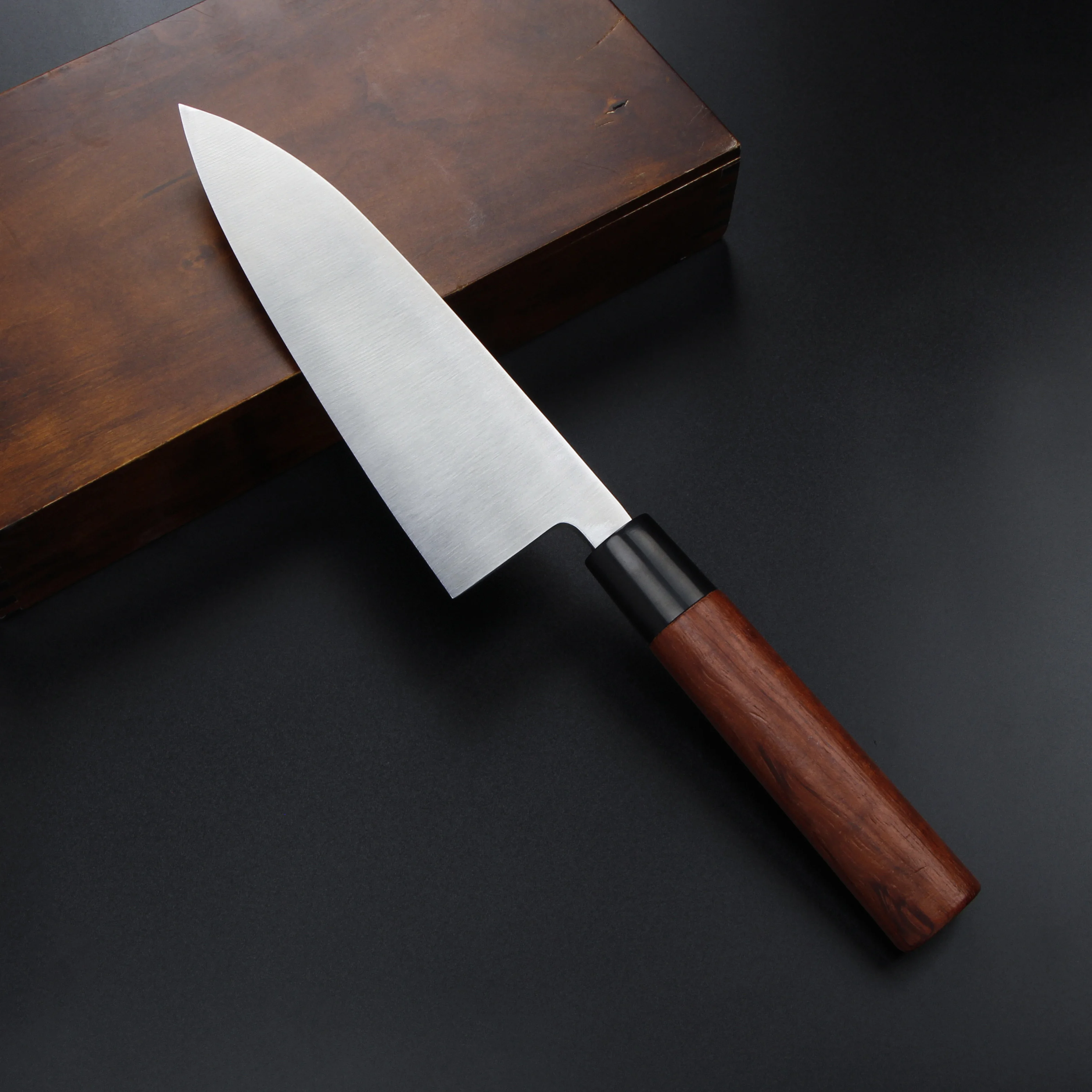 BIGSUNNY 7 inch Deba knife Japanese Kitchen Cooking Chef Sushi Knife High Carbon Steel Blade with Rose wood Handle