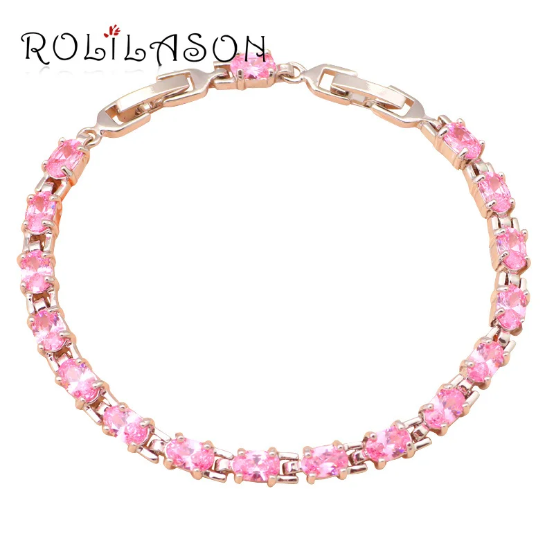 Милые розовые хрустальные ювелирные Красивые браслеты для женщин серебро высокого качества Шарм Браслеты, бижутерия TBS726