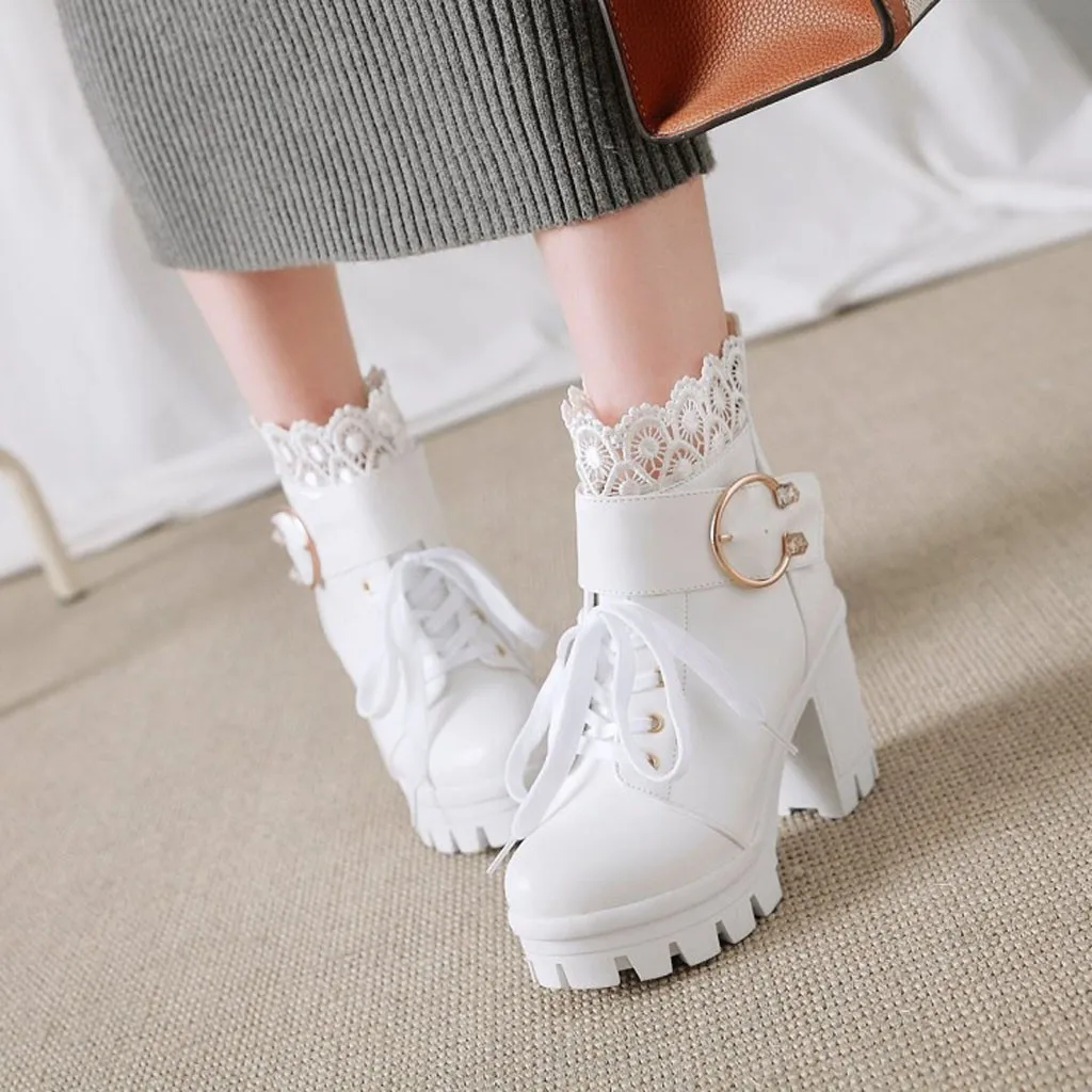 fashion waterproof middle height heel boots