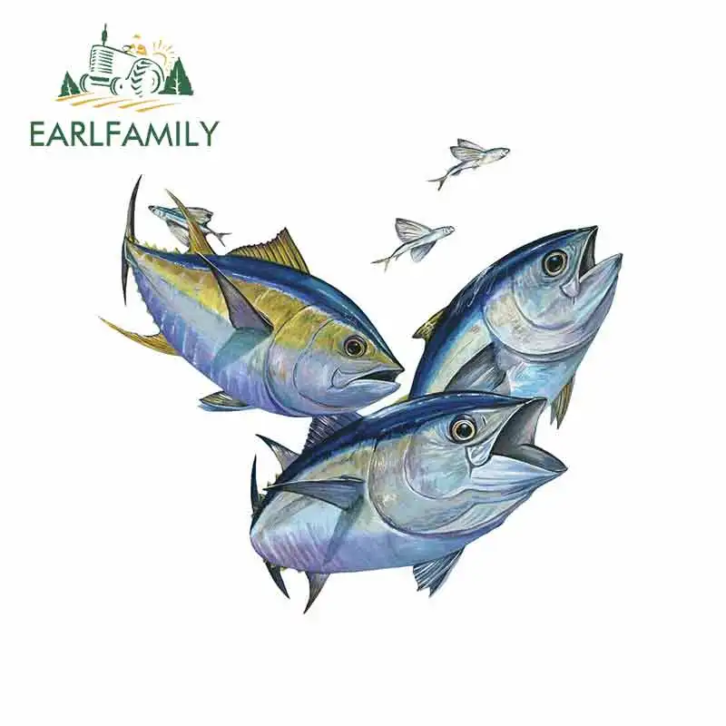 EARLFAMILY 13cm x 11.9cm for Bluefin Yellowfin Tuna Fish Car Stickers Vinyl Graphics RV VAN Car JDM Accessories Waterproof