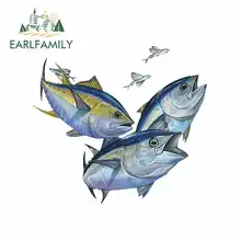 EARLFAMILY 13cm x 11.9cm for Bluefin Yellowfin Tuna Fish Car Stickers Vinyl Graphics RV VAN Car JDM Accessories Waterproof