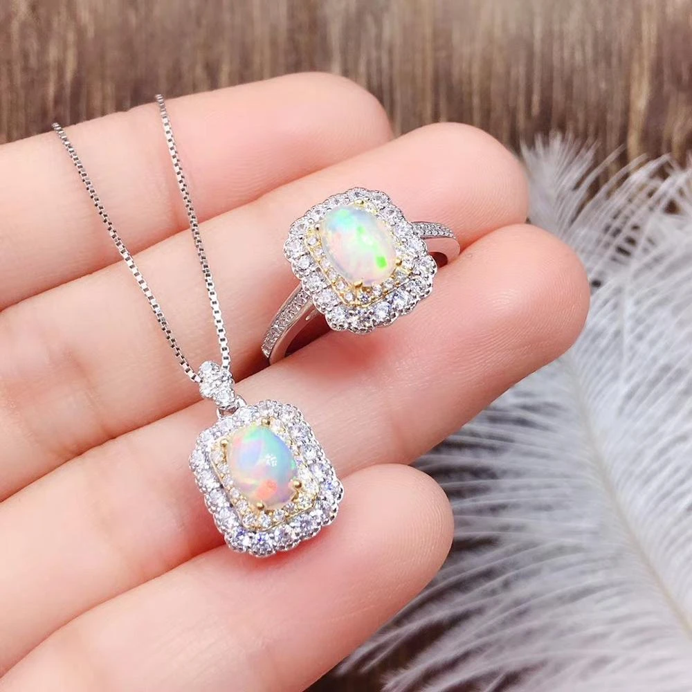 Sterling silver opal jewelry sets Clearance