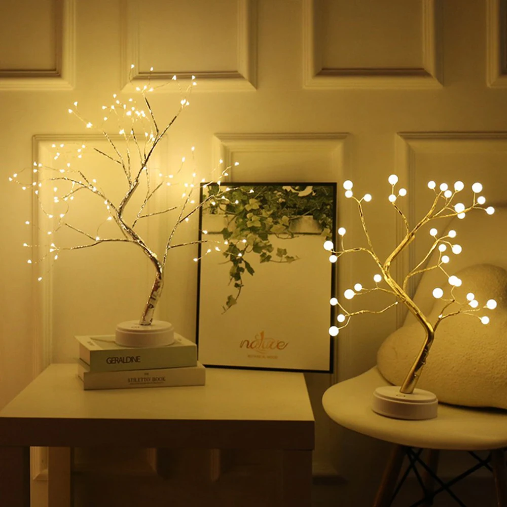 LED Tree Table Night Light USB Battery Operated Table Lamp Christmas