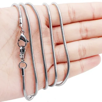 

100% Stainless Steel Snake Chain For Jewelry Making 2.4mm width Metal Rolo Snake Chain Necklace 80cm Wholesale 10pcs