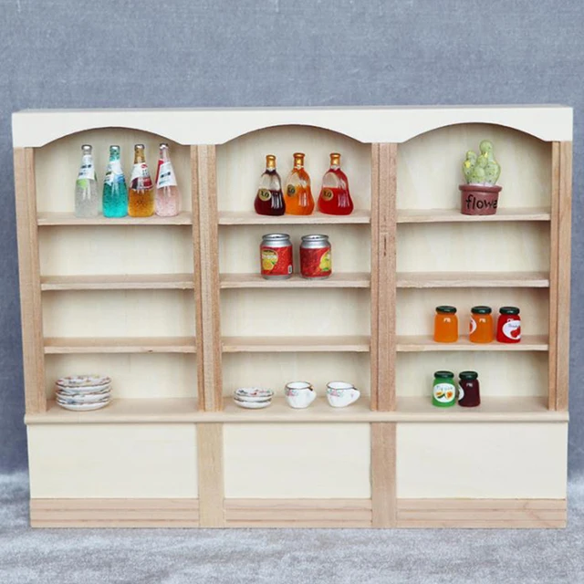 1/12 Dollhouse Miniature Bookcase Display Shelf Modern Style Doll House Furniture Toys 3