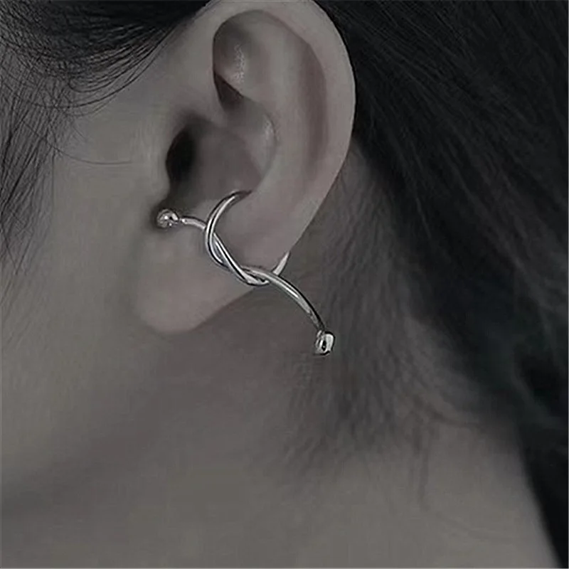 

Neutral Fashion Temperament Personality Fashionable Tie Zircon Ear Bone Clip Ear Studs Silver Earring Gift Jewelry for Woman/Men