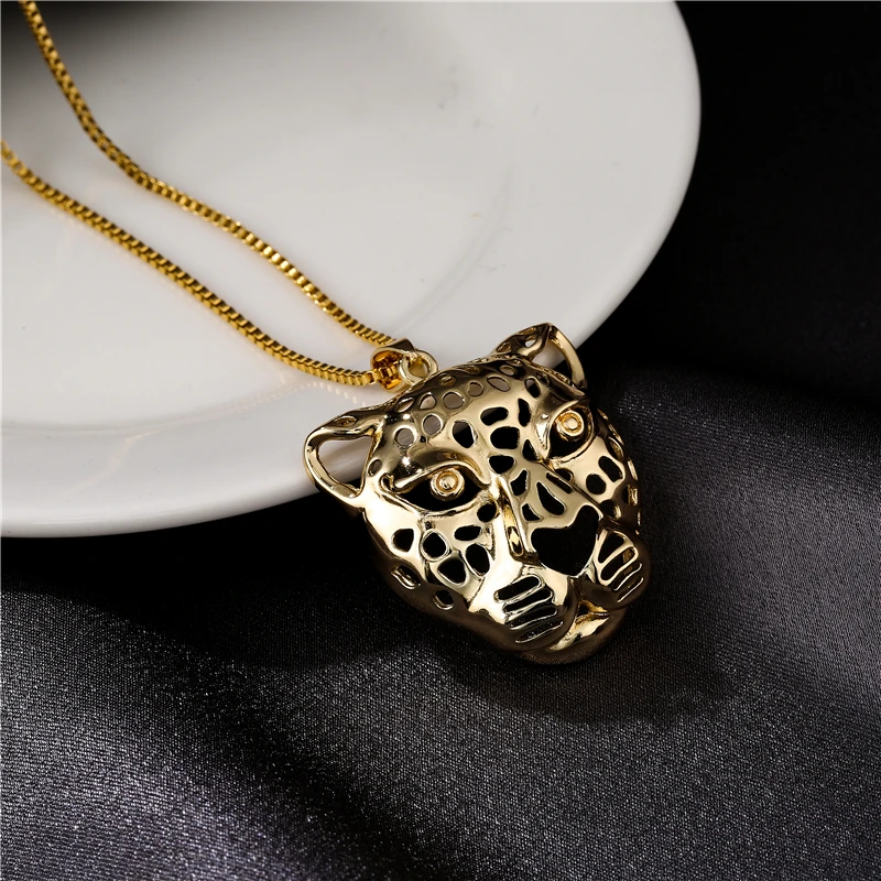 2021 New Fashion Gold Color Hollow Design Leopard Pendant Necklace For Women Men Statement Hip Hop Jewelry Punk | Украшения и