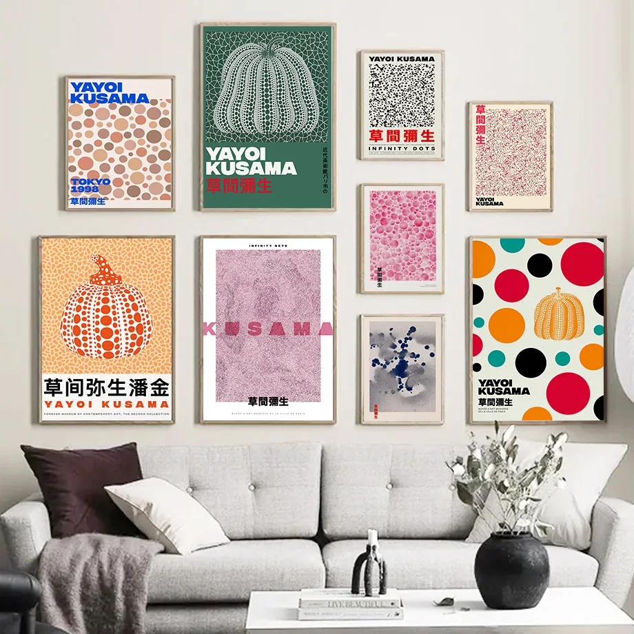 

Yayoi Kusama Pumpkin Polka Dot Stripe Abstract Wall Art Canvas Painting Posters And Prints Wall Pictures For Living Room Decor
