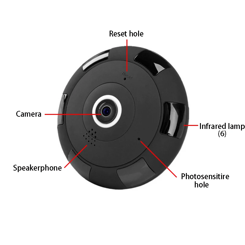 HD 1080P рыбий глаз панорамная 360 градусов МП 2 VR WIFI IP камера с 64 Гб слотом для TF карты