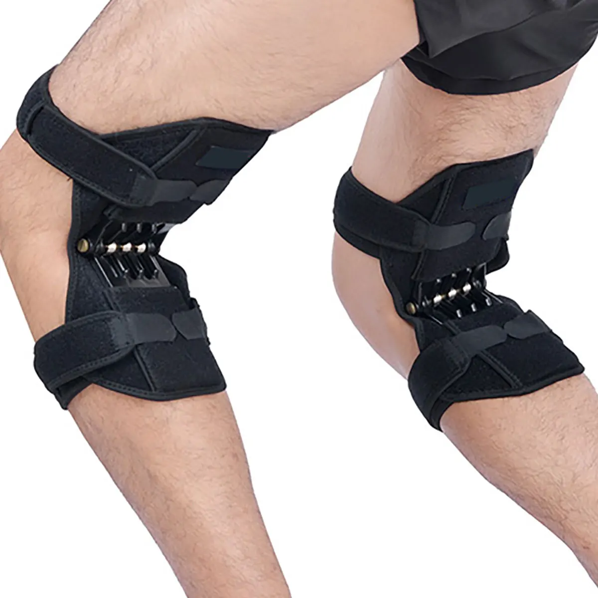 1 пара силовых пружинных стабилизаторов, наколенники для поддержки суставов Elde, наколенники, дышащие Нескользящие, облегчающие боль для колена