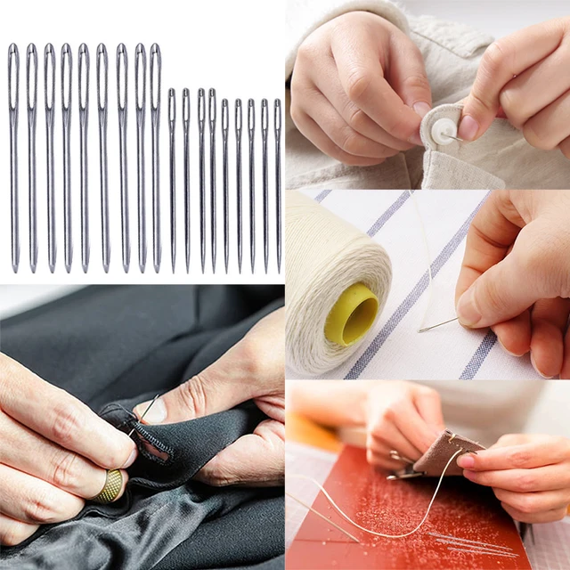 MIUSIE 20Pcs/lot Leather Craft Sewing Needles Large Eye Blunt Stitching  Needle Round-pointed Needle Leather