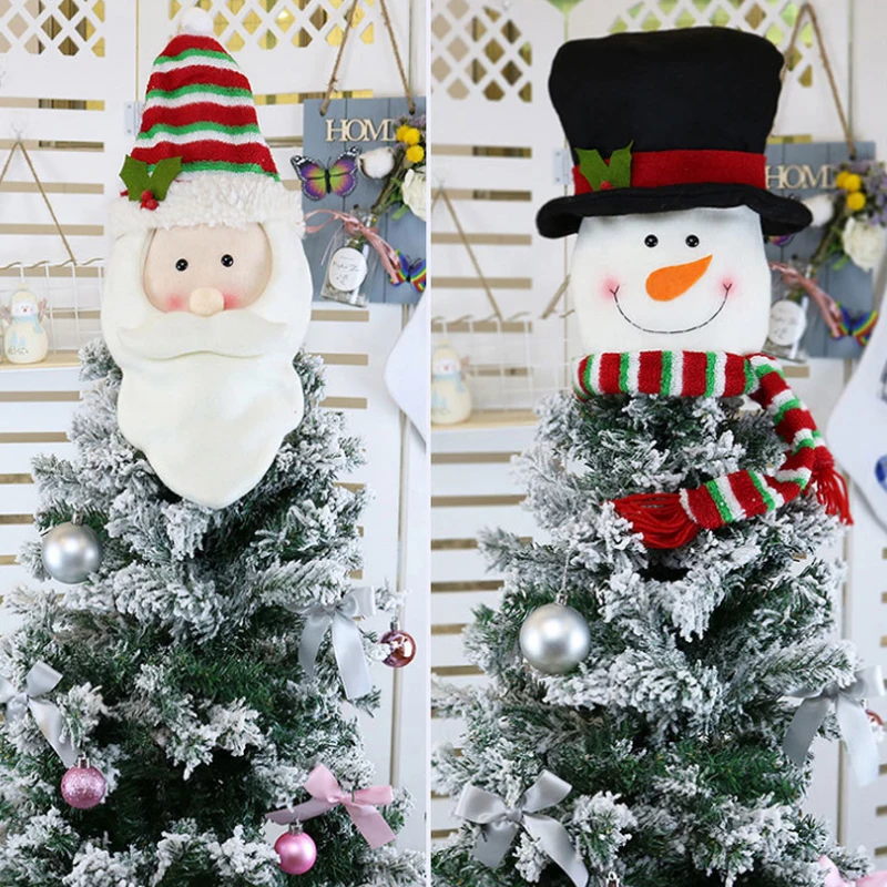 Snowman Tree Topper Non-Woven Christmas Eve Gift Celebration Clothes Cartoon Party Festival Indoor Ornament DIY
