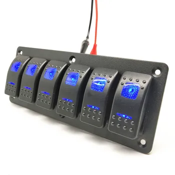 

Hot Universal Waterproof 2/4/6 Gang LED 12V/24V Car Caravan Marine Boat Mental Rocker Switch Panel Blue Red