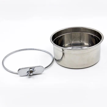

Durable Cat Feeding Silver Hanging Stainless Steel Non Toxic Food Round Pet Supplies Dog Bowl