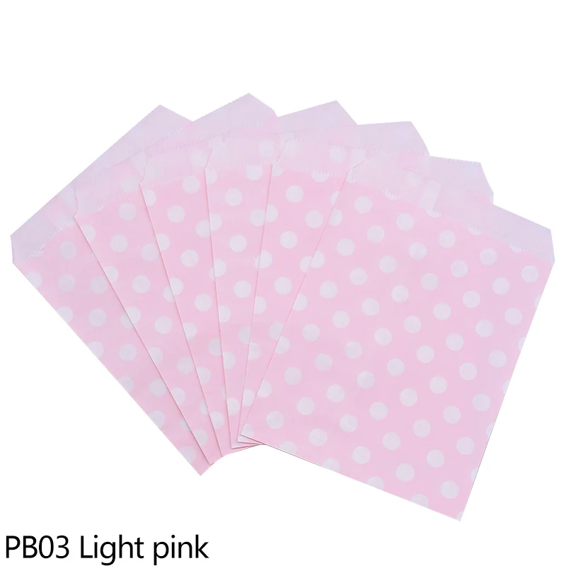 PB03 light pink 25 шт./лот в белый горошек сладкие бумажные пакеты для печенья, свадьбы, события, дня рождения, Декор, любимые конфеты, подарочный пакет, пищевые упаковочные принадлежности - Цвет: PB03 light pink