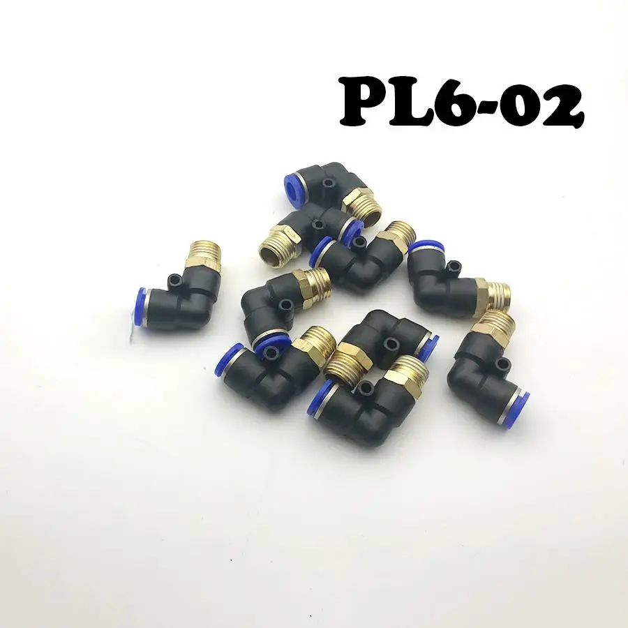 

Free Shipping 20Pcs/lot PL6-02 6mm To 1/4 Pneumatic quick fit joint thread elbow for pneumatic pipe.