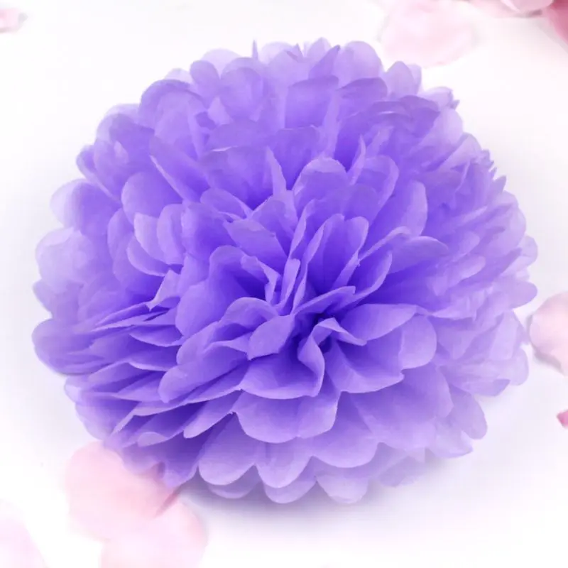 light purple 12 см/15 см/20 см/25 см/30 см/35 см(для детей в возрасте от 4 до 14 лет дюйма), свадебных платьев, декоративных изделий и Бумага помпонами шарики-Помпоны вечерние дома декоративная ткань/День Святого Валентина Декор - Цвет: light purple
