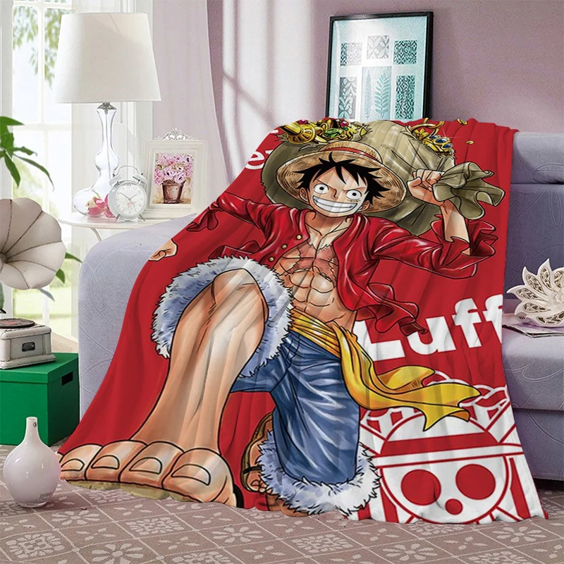 Fashion Anime One Piece Luffy 3D Printed Plush Flannel Blankets Adult