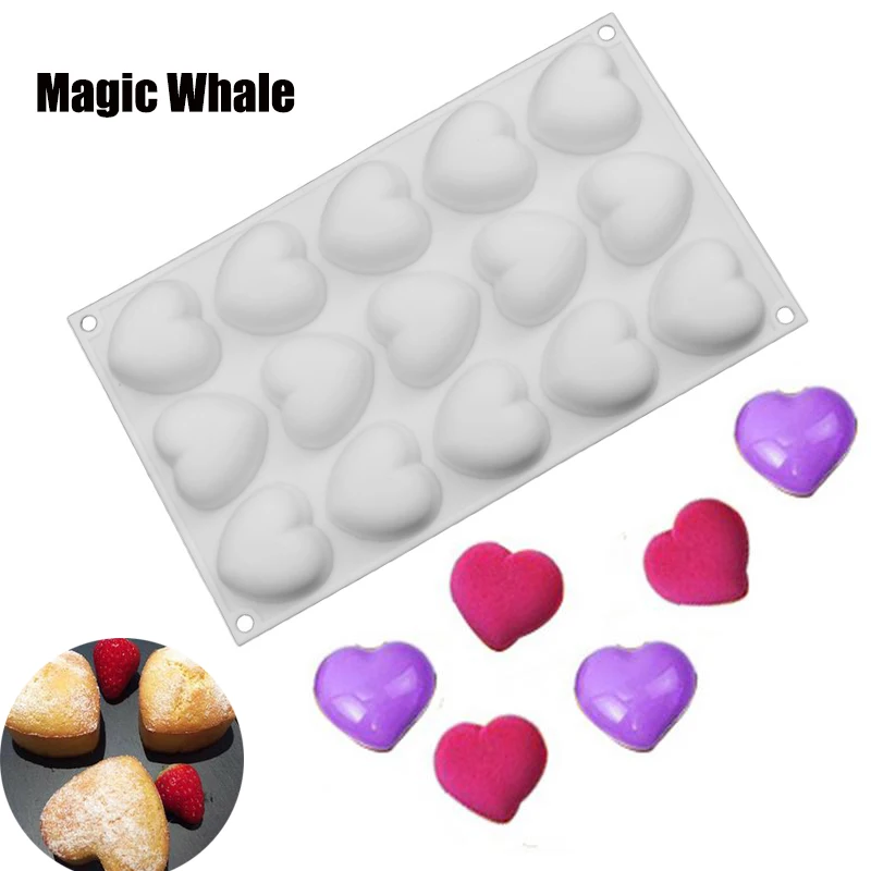 

Silicone Romantics 15 heart-shaped Mini Cake Mold For Chocolate Desserts Pudding Baking Cakes Decorating Tool Molds Pan