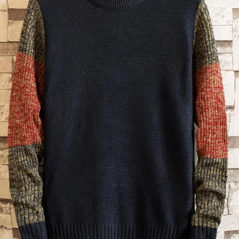 Autumn New Sweater Men Slim Fashion Sweter Clothes Contrast Color Casual Knit Sweaters Man Wild Loose Long-sleeved Pullover Men Autumn New Sweater Men Slim Fashion Sweter Clothes Contrast Color Casual Knit Sweaters Man Wild Loose Long-sleeved Pullover Men