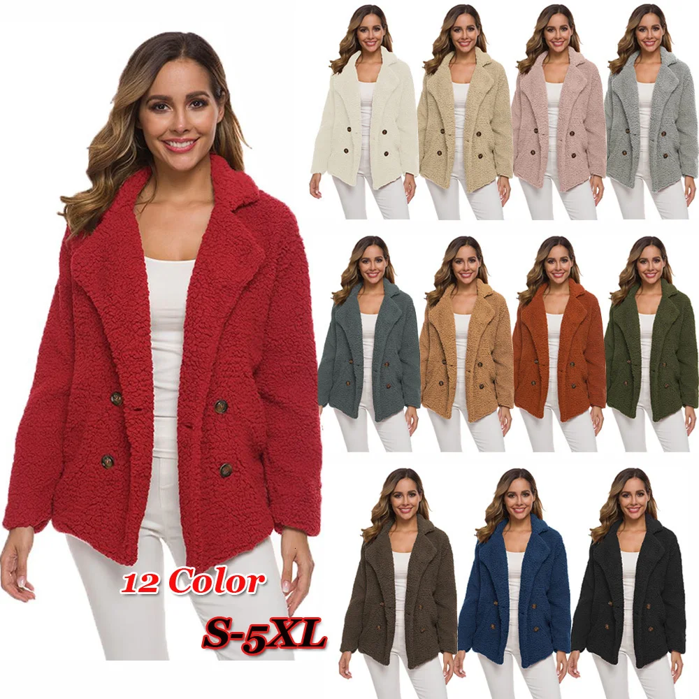 

Joineles Autumn Winter Women Faux Fur Coats 12 Colors Plus Size Wide Lapel Fleece Warm Female Jackets Casual Outwear s~5xl Tops