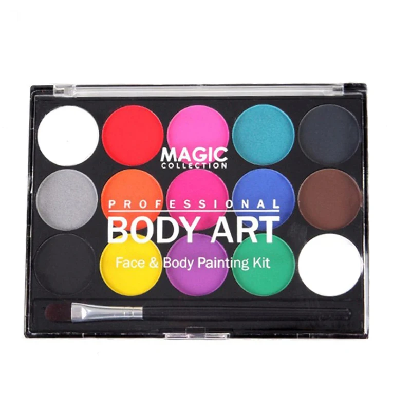 15Colors Professional Face&body Art Painting Kit Non Toxic Water Paint Oil With Brush For Christmas Halloween Carnival Party Art