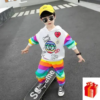 

Kids Boys Sports Sets 2020 Spring and Autumn New Children's Suit Casual Hooded Long Sleeve Two-piece Suit 2 4 6 8 Year Old