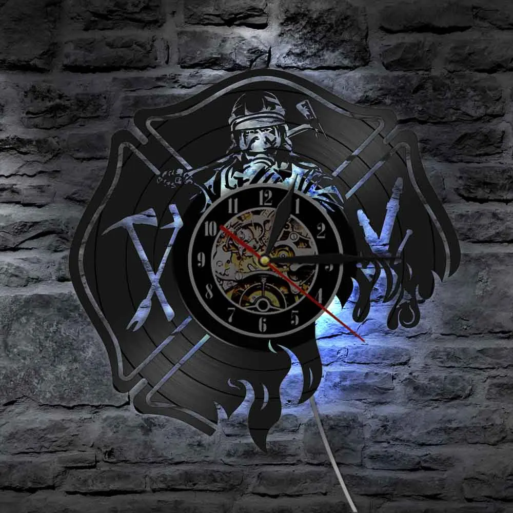 Пожарный бесшумные кварцевые настенные часы винтажные виниловые настенные часы пожарный молитва подарок пожарный отдел Декор стены офиса