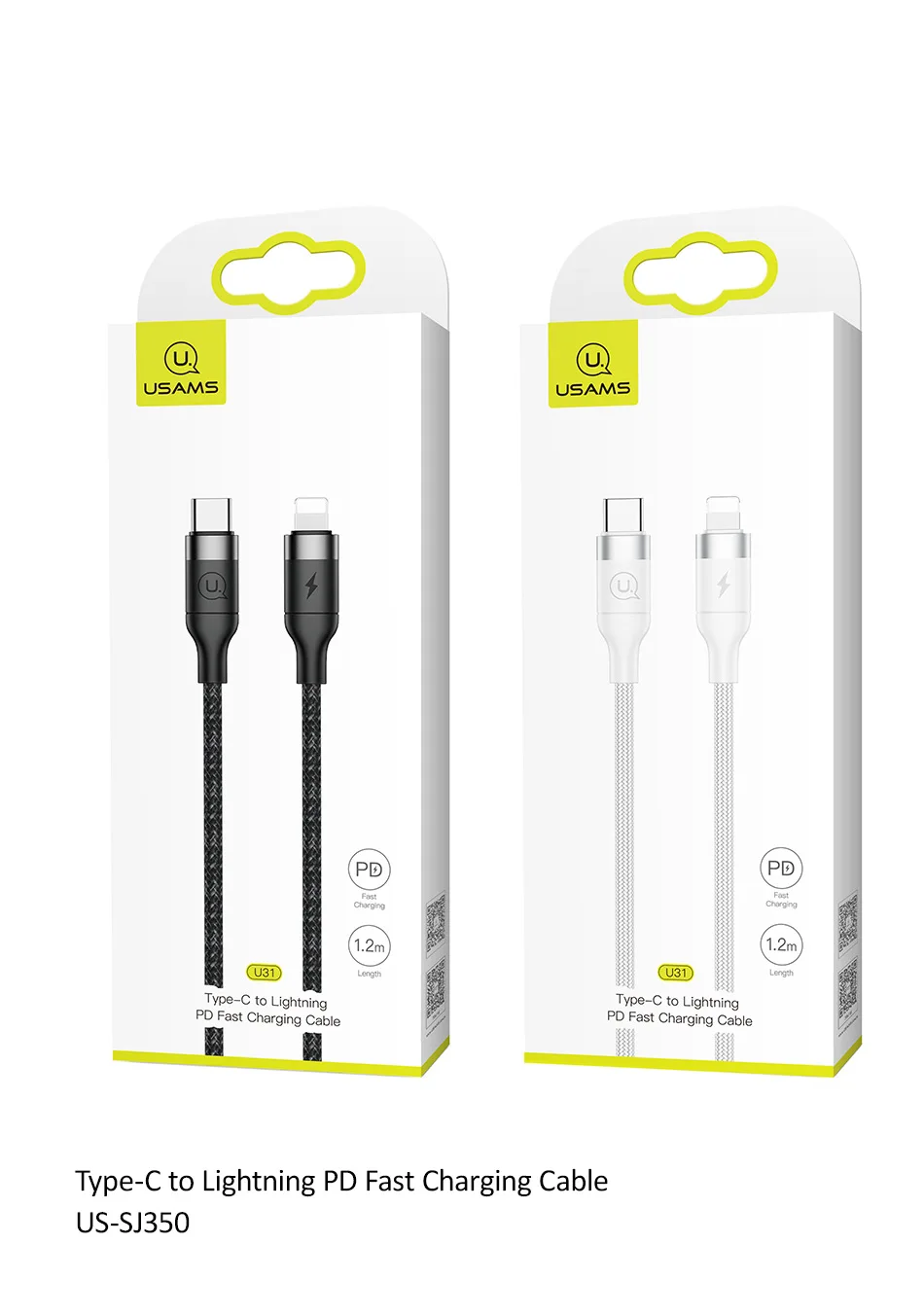 USAMS USB 18 Вт type C для освещения PD кабель для быстрой зарядки для iPhone X 8 7 6 type-C до 8-контактный кабель для синхронизации USB для iOS 8 9 10 11 шнур