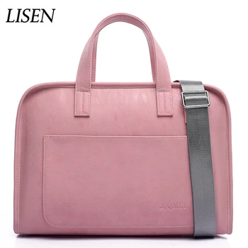

Briefcase Messenger 13 14 15 Handbag Leather Laptop Bag Women 15.6 inch Waterproof Shoulder Bags For Xiaomi Pro Macbook Air HP