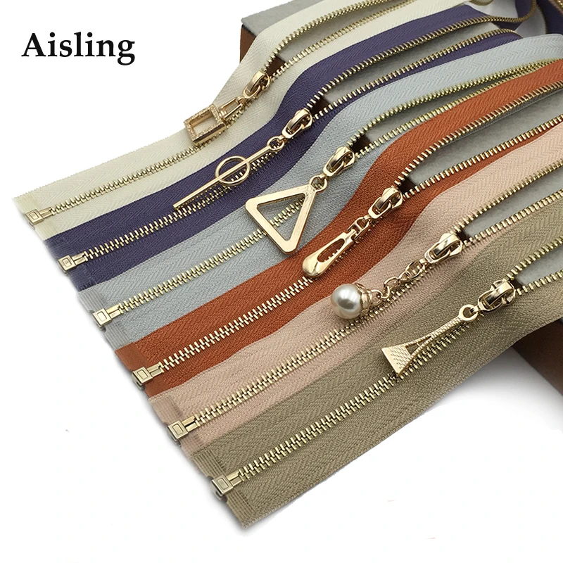 

60CM Metal Open End Zippers Gold Teeth Length Zip Closure For Sewing Bags Down Jacket Skirt DIY Clothing Accessories P102