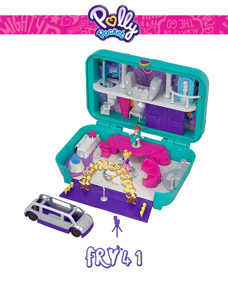 Мини-игрушки набор Polly Pocket бренд скрытые места пляж Vibes рюкзак забавные игрушки для малышей компактный чехол Мини Дом семья FRY39 для девочек