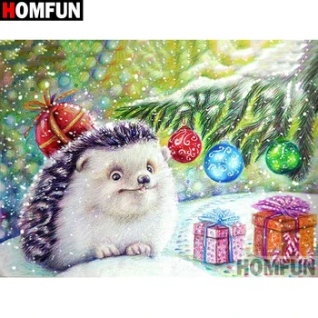 

HOMFUN Paint With Diamond Embroidery "Hedgehog gift" Diamond Painting Full Square Round Picture Of Rhinestone Decor A00258