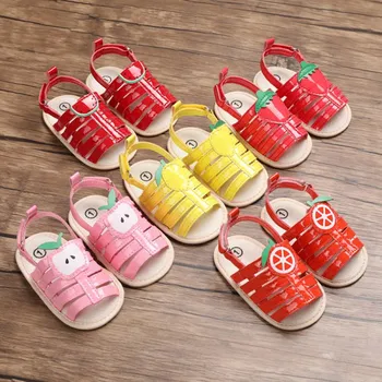 

Summer Baby Sandals Boys Girls PU Fruit Print Breathable Anti-Slip Sandals Toddler Soft Soled Shoes 0-18M