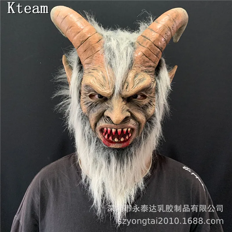 

Hot Sale New Lucifer Horn masque latex Masks Halloween Costume Scary demon devil movie cosplay Horrible mask Adults Party props