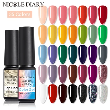 

NICOLE DIARY 5PCS Gel Nail Polish Set Hybrid Varnishes Semi Permanent UV LED Base Top Coat For Nais Art Kit Gel Polish