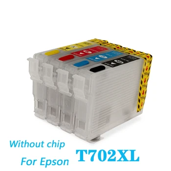 

702 T702 T702XL Refillable Ink Cartridge for Epson Workforce ProWF-3720 WF-3733 WF-3730 Printer No Chip For Epson T702 Cartridge