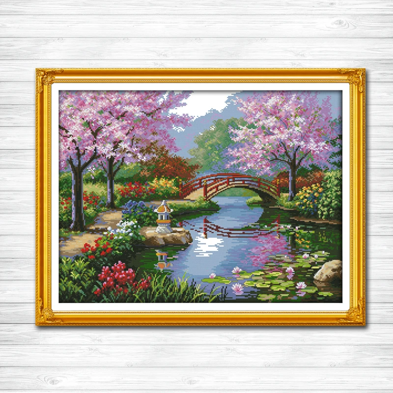 

The beautiful scenery of Park 11CT printed on canvas DMC 14CT Cross Stitch kits Embroidery Home Decor Needlework Home Decoration