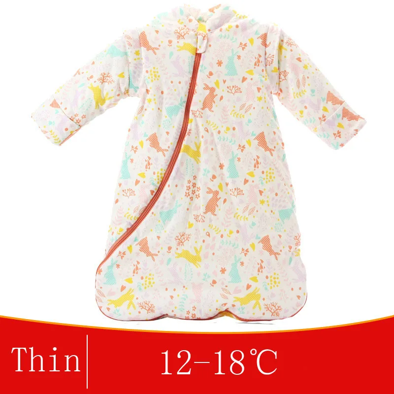 Детское спальное Одеяло Унисекс, спальный мешок из хлопка, детские ночные рубашки с длинным рукавом, утолщенный зимний спальный мешок/3,5 Tog - Цвет: Thin