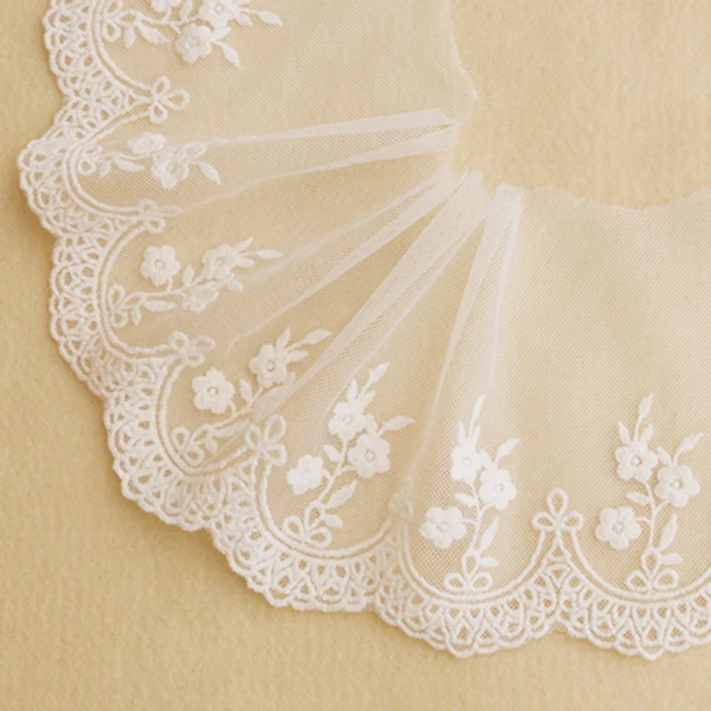 Lace Fabric 2YARD 12CM Handmade DIY Clothing Accessories Wedding Floral Embroidery Lace Fabrics Curtains Sofa Sewing Lace Trim